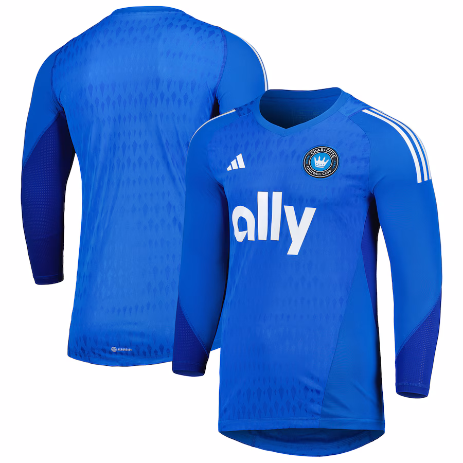 Men's Charlotte FC adidas Blue 2023 Goalkeeper Long Sleeve Replica Jersey - ujerseystore