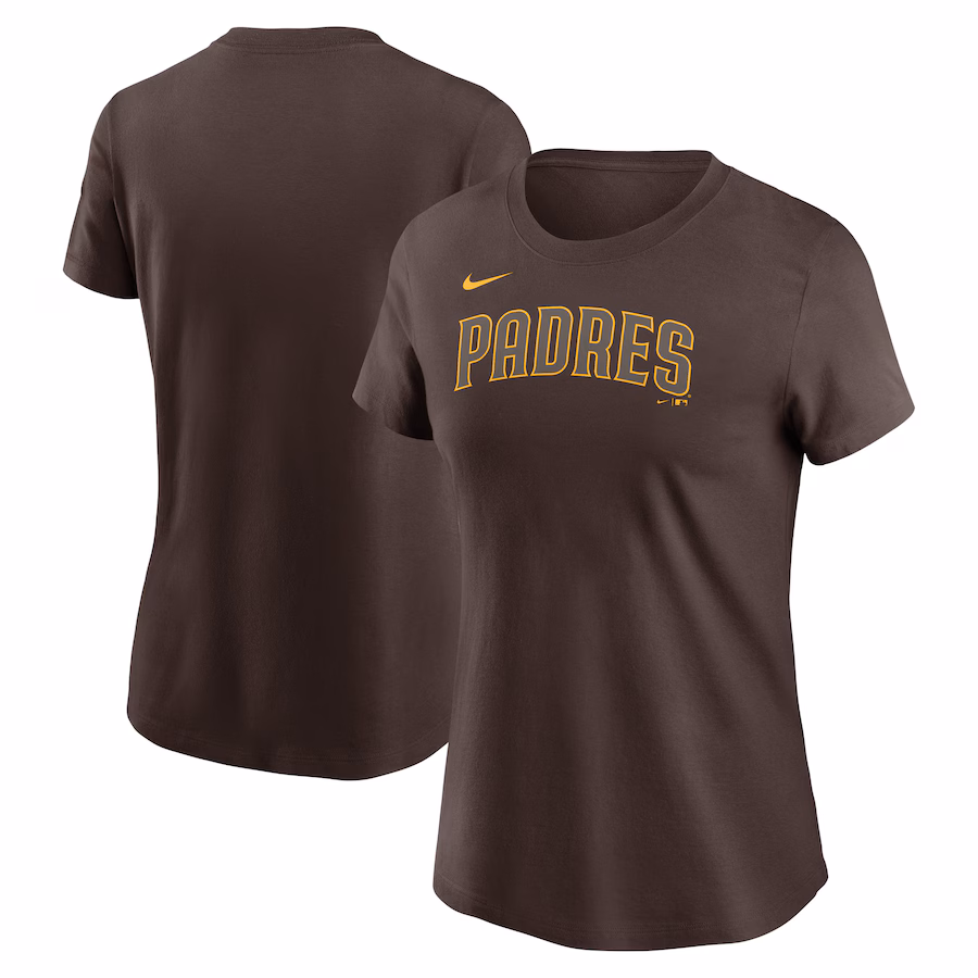 Women's San Diego Padres Nike Brown Fuse Wordmark T-Shirt - ujerseystore