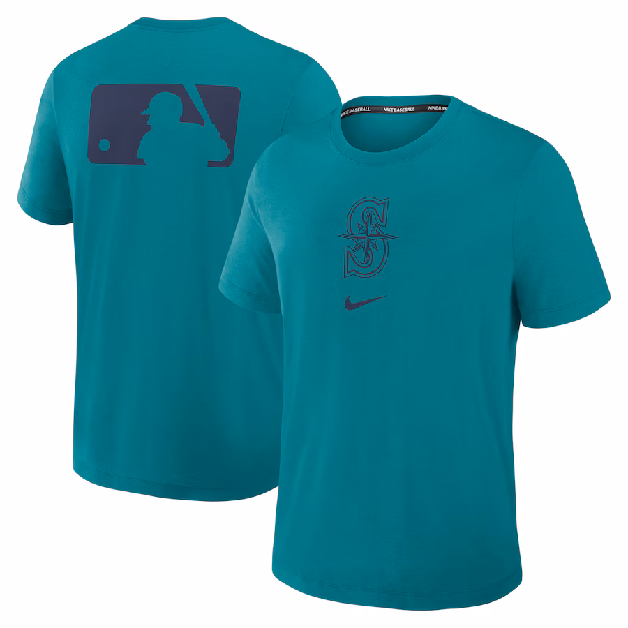 Men's Seattle Mariners Nike Aqua Authentic Collection Early Work Tri-Blend Performance T-Shirt - ujerseystore