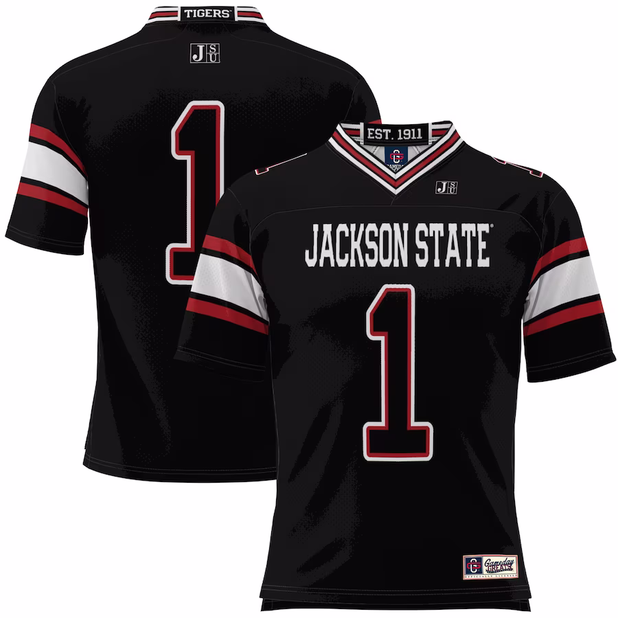 #1 Jackson State Tigers GameDay Greats Youth Football Jersey - Black - ujerseystore
