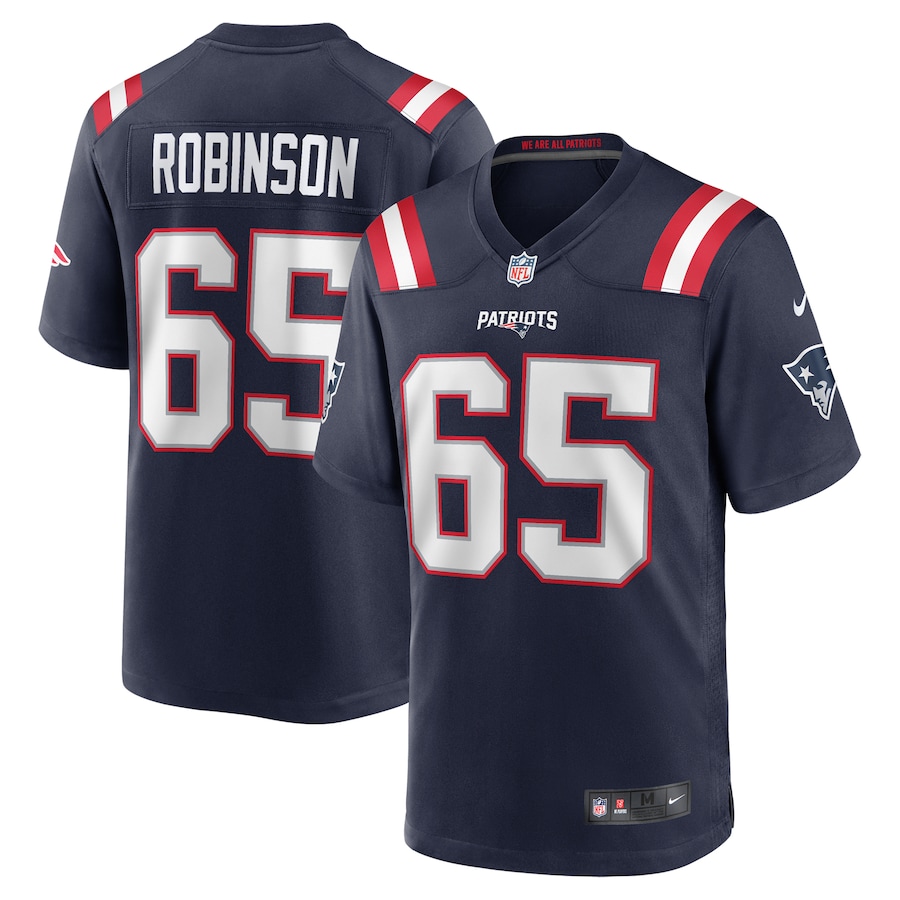 Men's New England Patriots Tyrese Robinson Nike Navy Game Jersey - ujerseystore