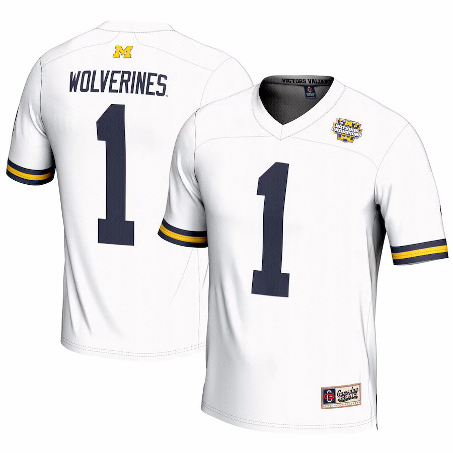 Men's GameDay Greats #1 White Michigan Wolverines College Football Playoff 2023 National Champions Lightweight Fashion Jersey - ujerseystore
