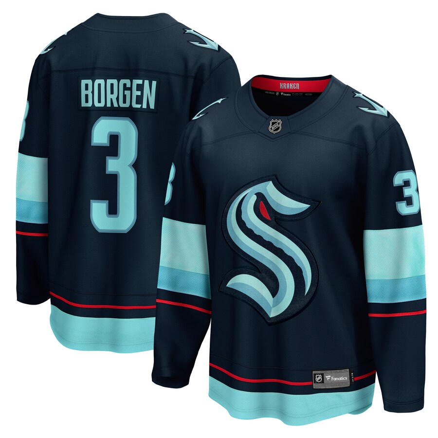 Men's Seattle Kraken Will Borgen Fanatics Branded Deep Sea Blue Home Breakaway Player Jersey - ujerseystore