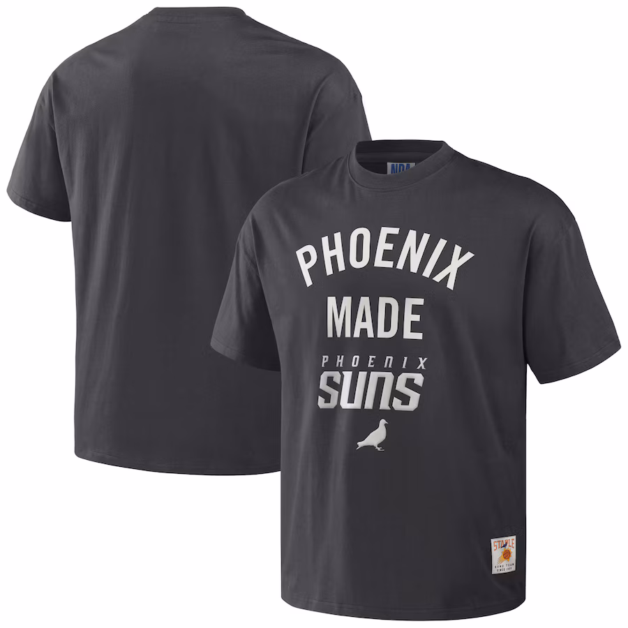 Men's Phoenix Suns NBA x Staple Anthracite Heavyweight Oversized T-Shirt - ujerseystore