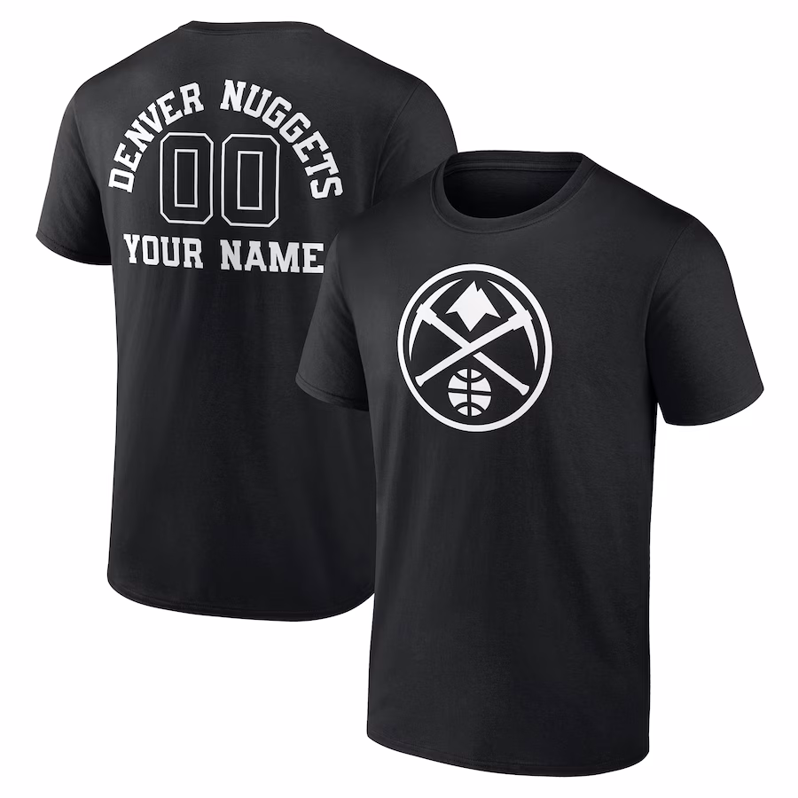Men's Denver Nuggets Black Personalized Name & Number Monochrome T-Shirt - ujerseystore