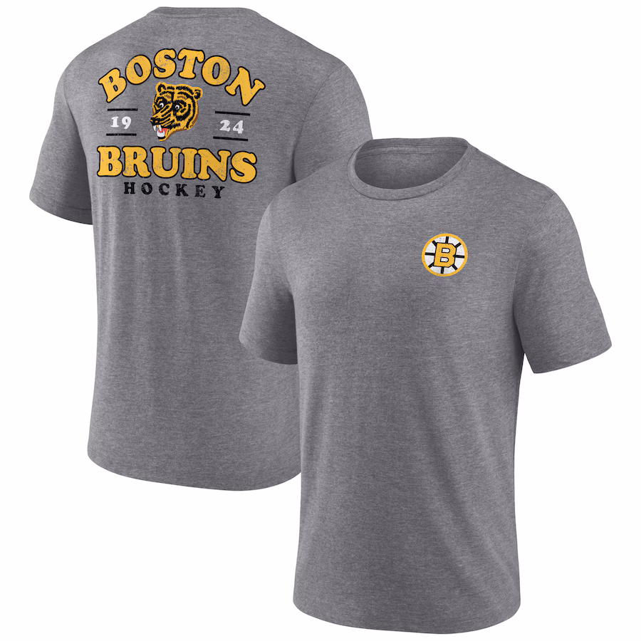 Men's Boston Bruins Fanatics Heather Gray Winger Tri-Blend T-Shirt - ujerseystore