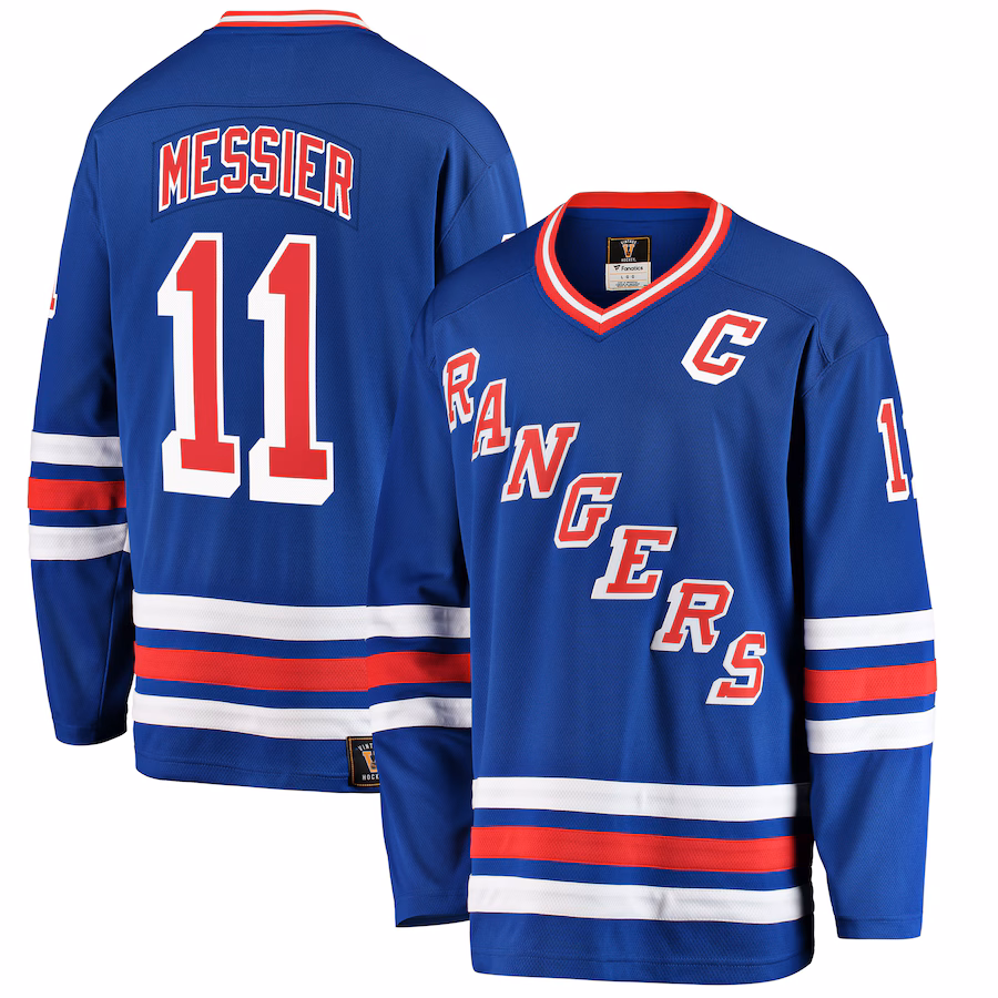 Men's New York Rangers Mark Messier Fanatics Blue Premier Breakaway Retired Player Jersey - ujerseystore