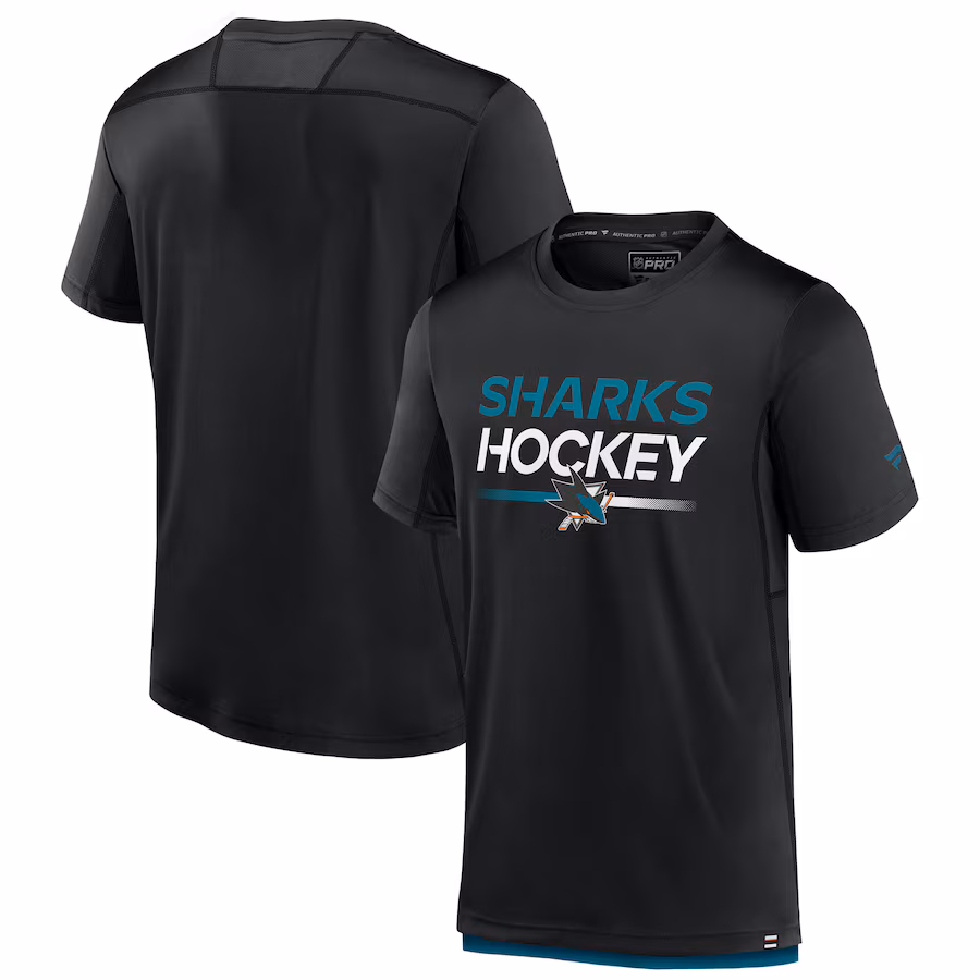 Men's San Jose Sharks Fanatics Black Authentic Pro Tech T-Shirt - ujerseystore