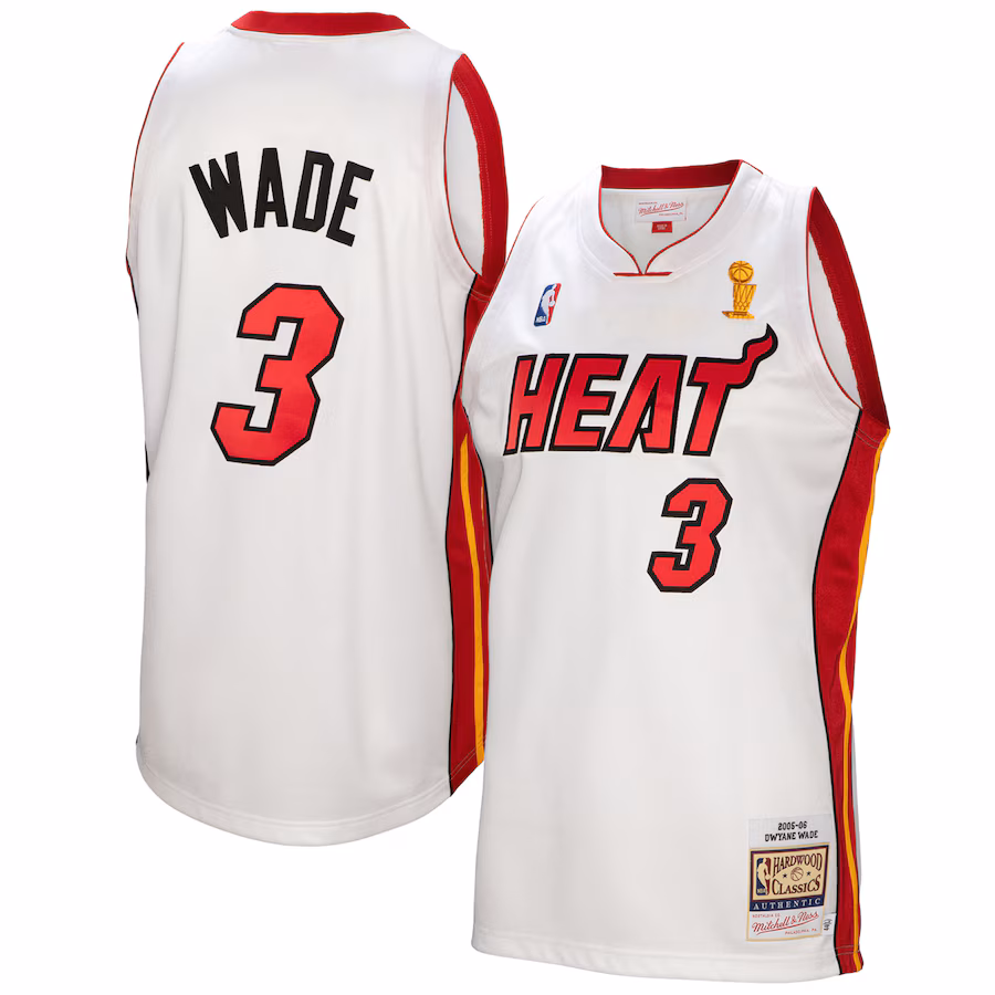 Men's Miami Heat Dwyane Wade Mitchell & Ness White 2005-06 Authentic Player Jersey - ujerseystore