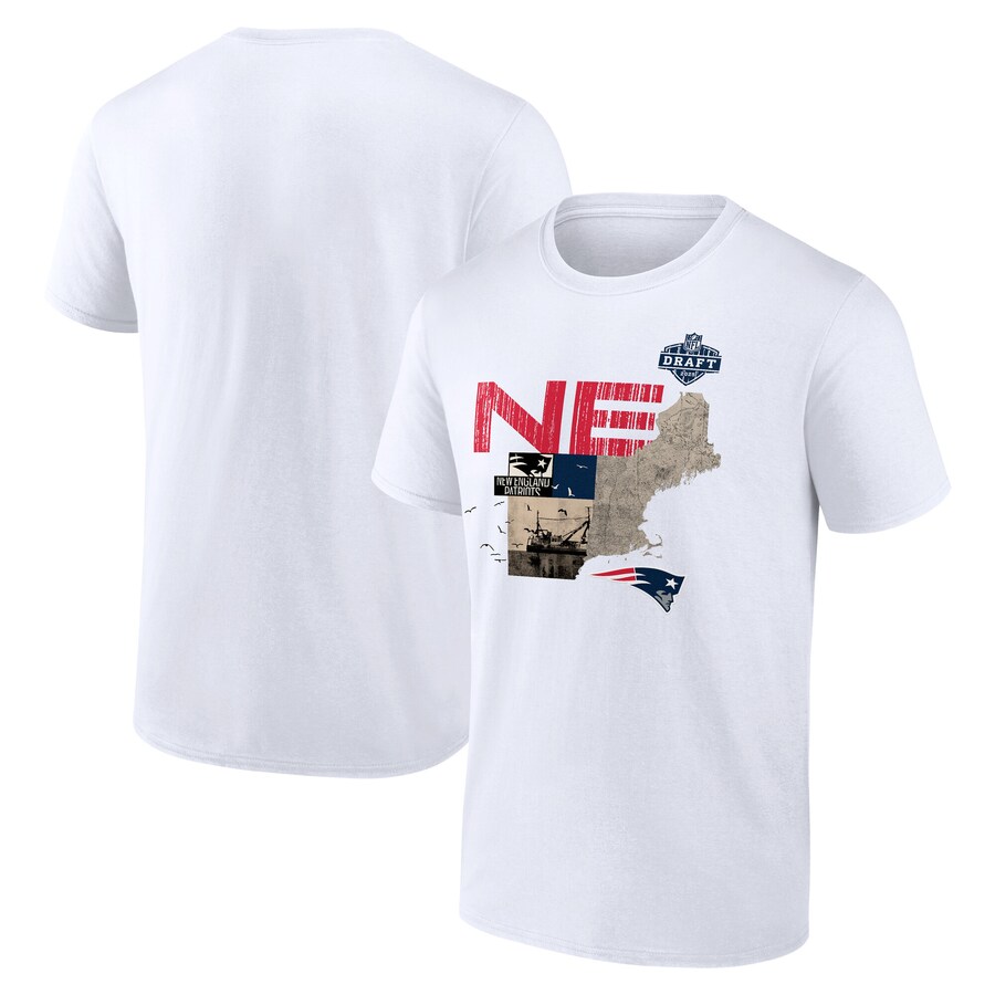 Men's New England Patriots White 2025 NFL Draft T-Shirt - ujerseystore