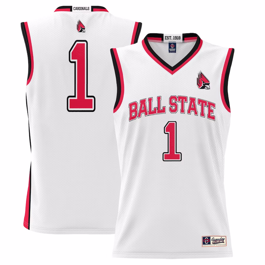 #1 Ball State Cardinals GameDay Greats Youth Lightweight Basketball Jersey - White - ujerseystore