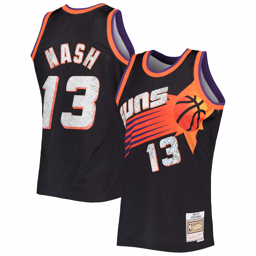 Men's Phoenix Suns Steve Nash Mitchell & Ness Black 1996/97 Hardwood Classics NBA 75th Anniversary Diamond Swingman Jersey - ujerseystore