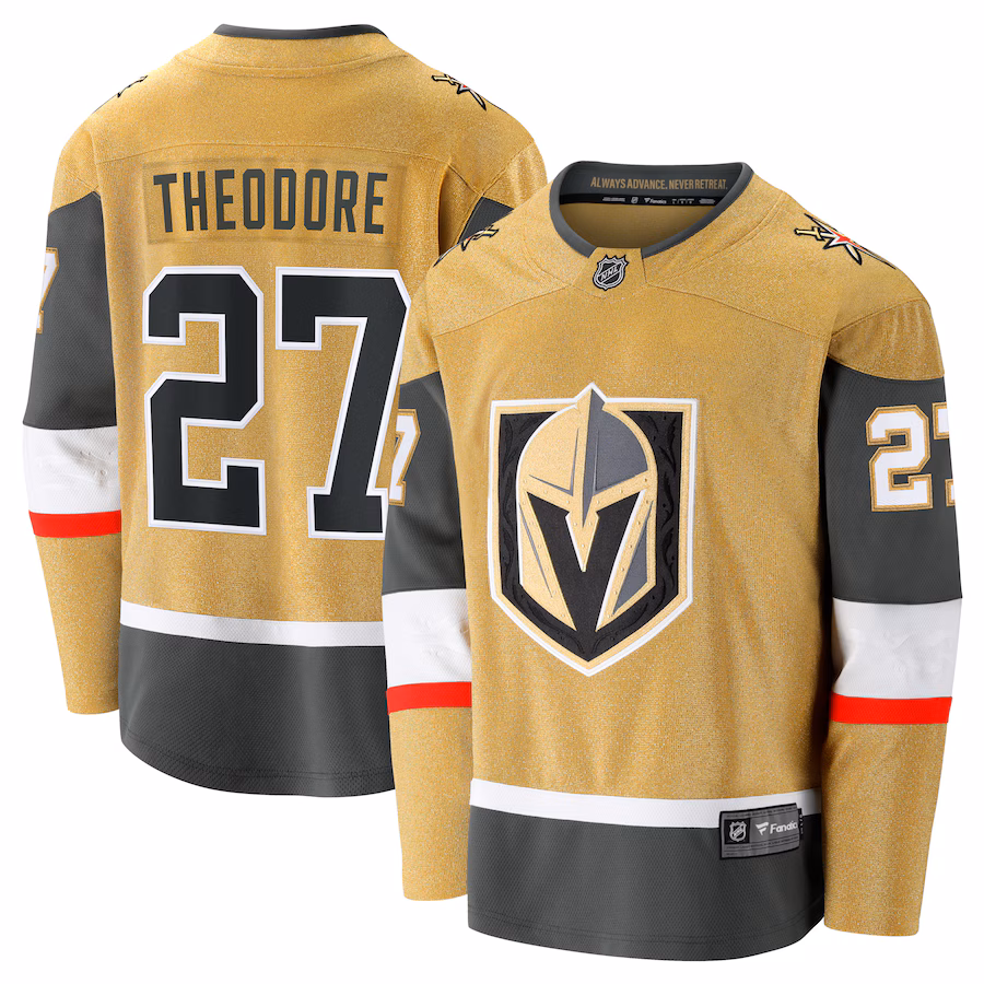 Men's Vegas Golden Knights Shea Theodore Fanatics Gold Home Breakaway Jersey - ujerseystore