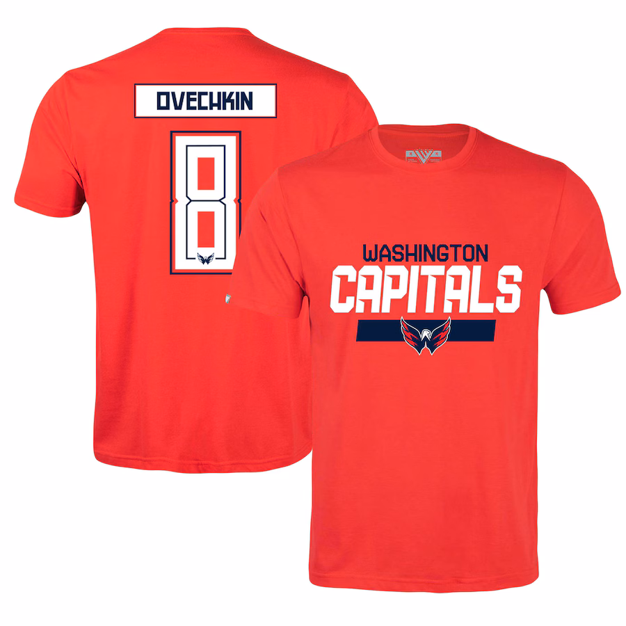 Men's Washington Capitals Alexander Ovechkin Levelwear Red Richmond Player Name & Number T-Shirt - ujerseystore