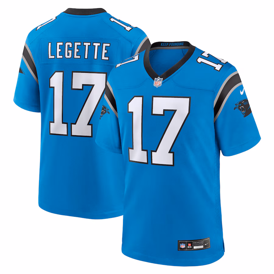 Men's Carolina Panthers Xavier Legette Nike  Blue Alternate Game Jersey - ujerseystore