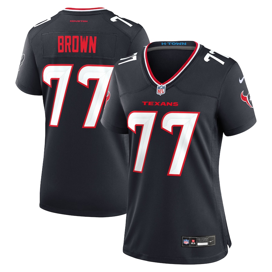 Women's Houston Texans Trenton Brown Nike Navy Team Game Jersey - ujerseystore
