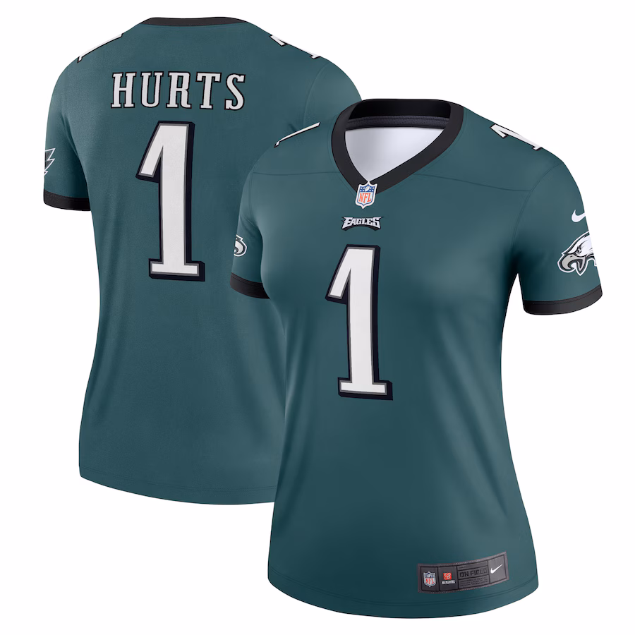 Women's Philadelphia Eagles Jalen Hurts Nike Green Team Legend Player Performance Top - ujerseystore