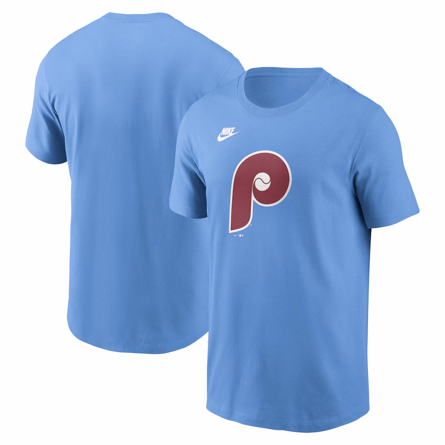Men's Philadelphia Phillies Nike Light Blue Cooperstown Collection Team Logo T-Shirt - ujerseystore