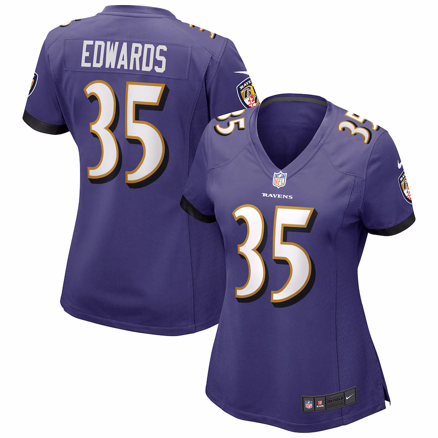Women's Baltimore Ravens Gus Edwards Nike Purple Game Jersey - ujerseystore