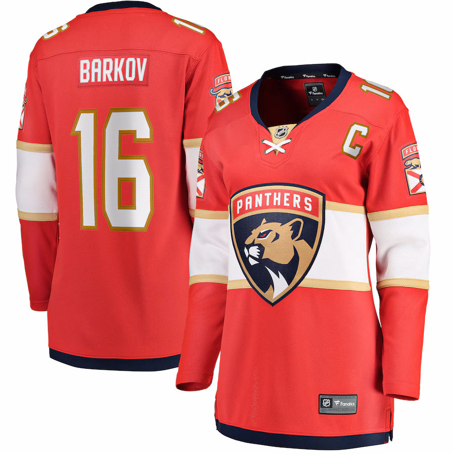 Women's Florida Panthers Aleksander Barkov Fanatics Red Captain Patch Home Breakaway Player Jersey - ujerseystore