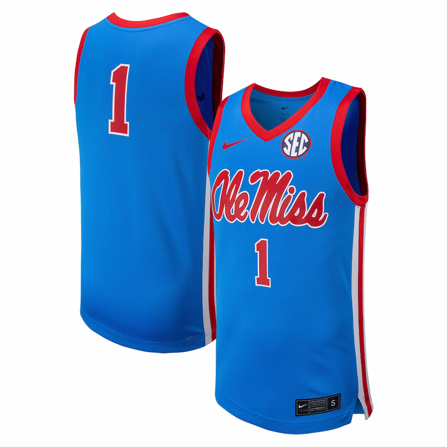 #1 Ole Miss Rebels Nike Replica Basketball Jersey - Powder Blue - ujerseystore