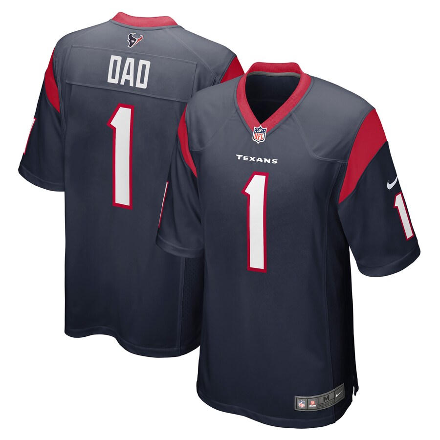 Men's Houston Texans Number 1 Dad Nike Navy Game Jersey - ujerseystore