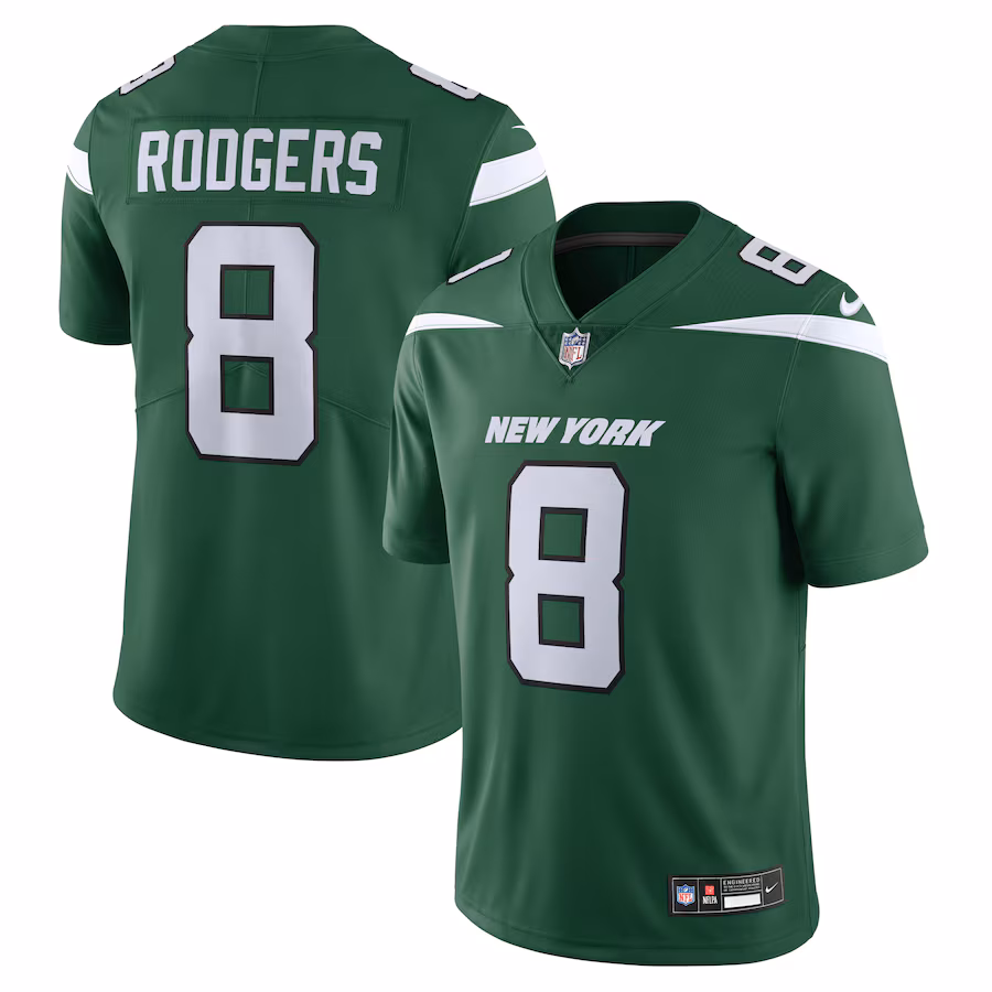 Men's New York Jets Aaron Rodgers Nike Gotham Green Vapor Untouchable Limited Jersey - ujerseystore