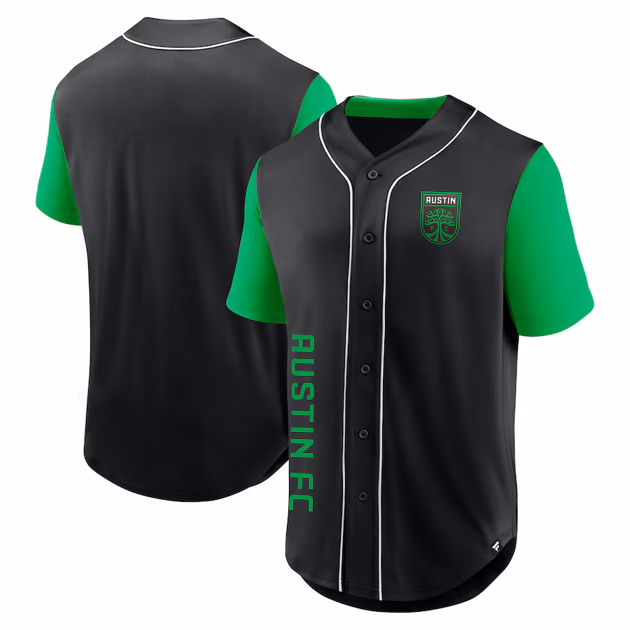 Men's Austin FC Fanatics Black Balance Fashion Baseball Jersey - ujerseystore