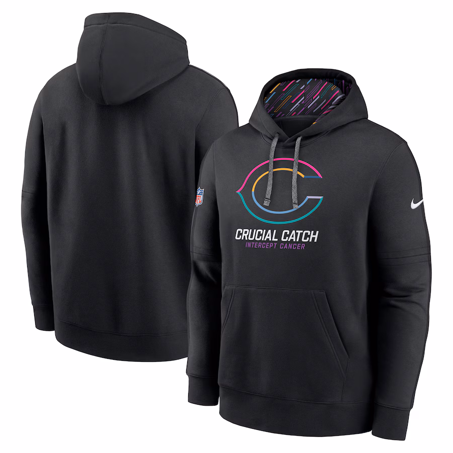 Men's Chicago Bears Nike Black 2024 NFL Crucial Catch Club Pullover Hoodie - ujerseystore