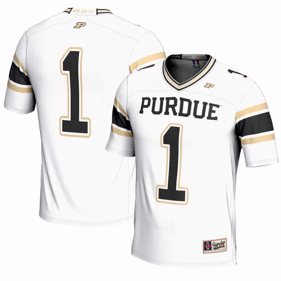 Youth GameDay Greats #1 White Purdue Boilermakers Endzone Football Jersey - ujerseystore