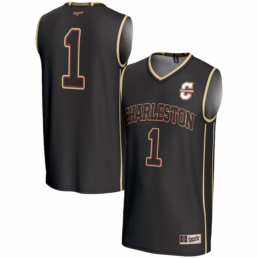 Youth  GameDay Greats Black  Charleston Cougars #1 Basketball Jersey - ujerseystore