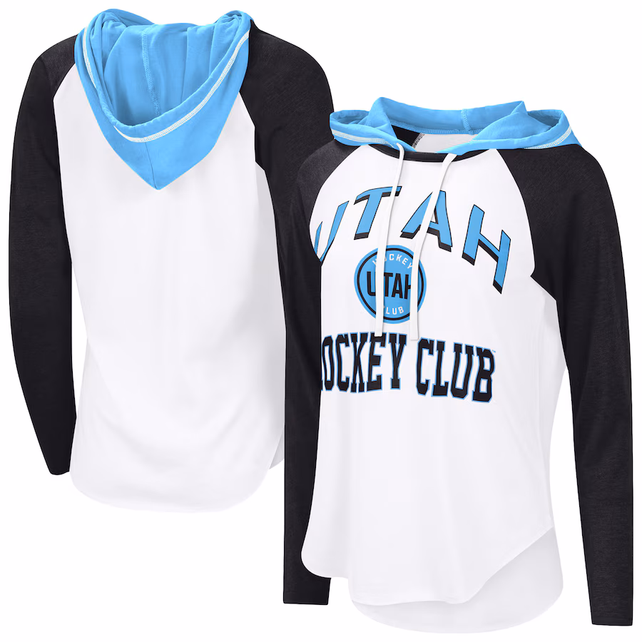 Women's Utah Hockey Club G-III 4Her by Carl Banks White VIP Raglan Long Sleeve Hoodie T-Shirt - ujerseystore