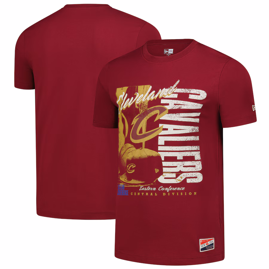 Men's Cleveland Cavaliers  New Era Wine Distressed Throwback Vintage Color Pack T-Shirt - ujerseystore
