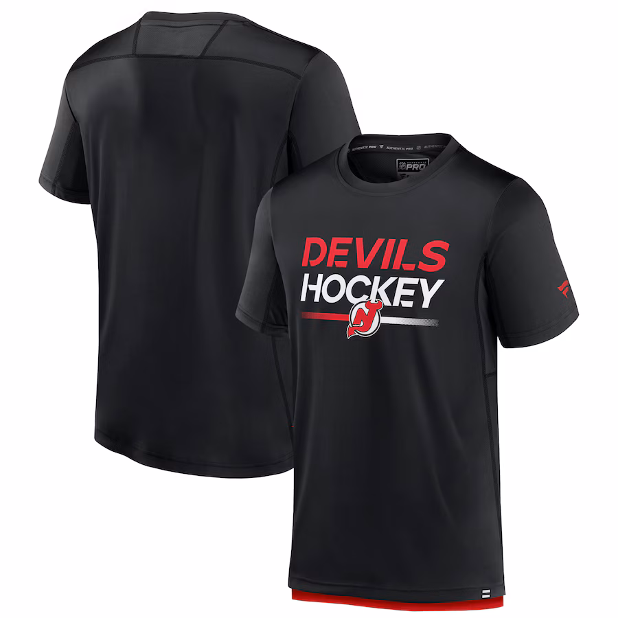 Men's New Jersey Devils Fanatics Black Authentic Pro Tech T-Shirt - ujerseystore