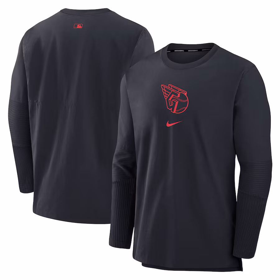 Men's Cleveland Guardians Nike Navy Authentic Collection Player Performance Pullover Sweatshirt - ujerseystore