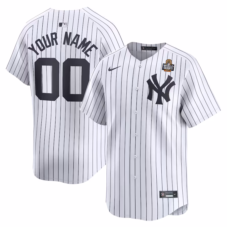 Men's New York Yankees Nike White 2024 World Series Home Custom Limited Jersey - ujerseystore