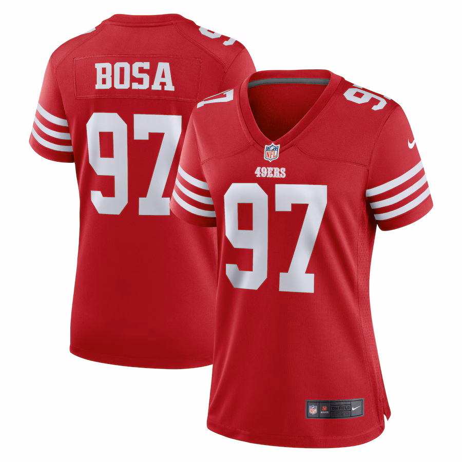 Women's San Francisco 49ers Nick Bosa Nike Scarlet Team Game Player Jersey - ujerseystore