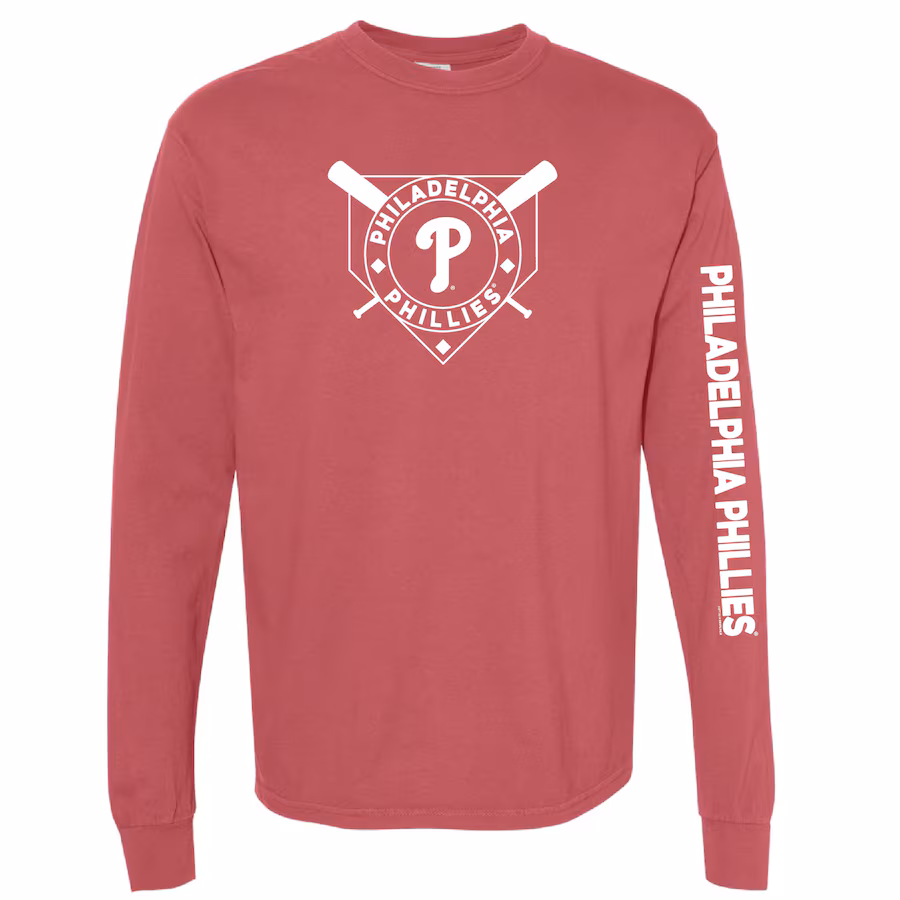 Women's Philadelphia Phillies Soft as a Grape Red Pigment Dye Long Sleeve T-Shirt - ujerseystore