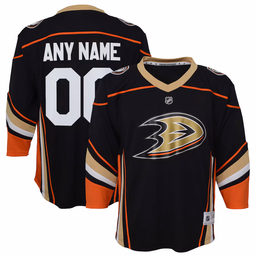Youth Anaheim Ducks Black Home Replica Custom Jersey - ujerseystore