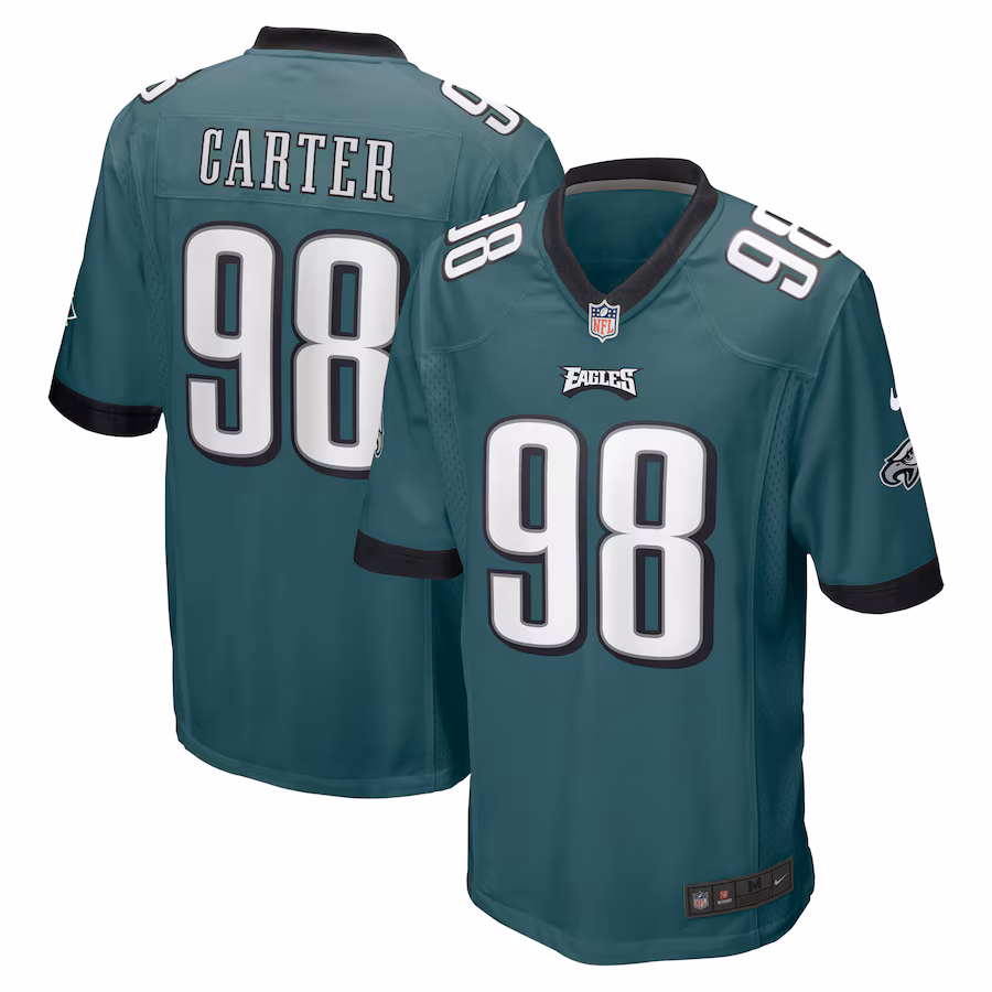 Men's Philadelphia Eagles Jalen Carter Nike Midnight Green 2023 NFL Draft First Round Pick Game Jersey - ujerseystore