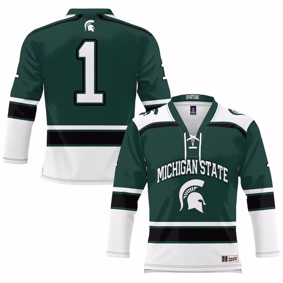 #1 Michigan State Spartans GameDay Greats Youth Hockey Jersey - Green - ujerseystore