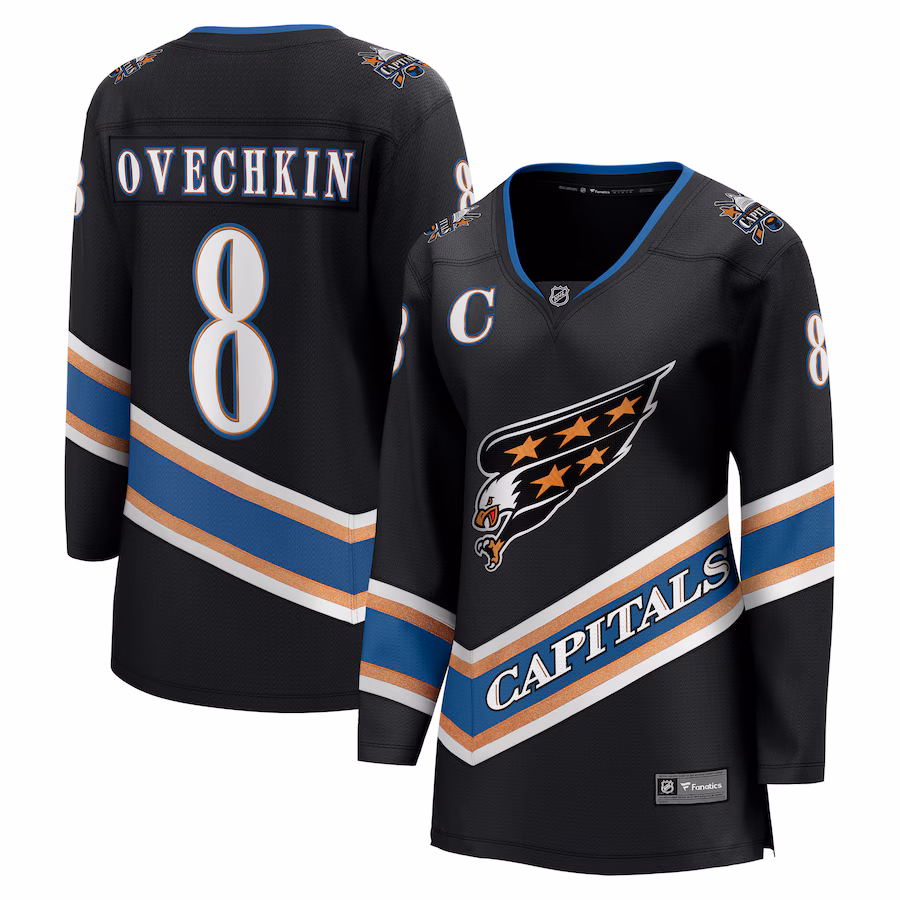 Women's Washington Capitals Alexander Ovechkin Fanatics Black Alternate 50th Anniversary Premier Breakaway Player Jersey - ujerseystore