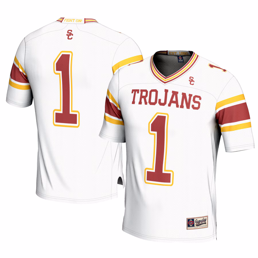 Men's GameDay Greats #1 White USC Trojans Football Jersey - ujerseystore