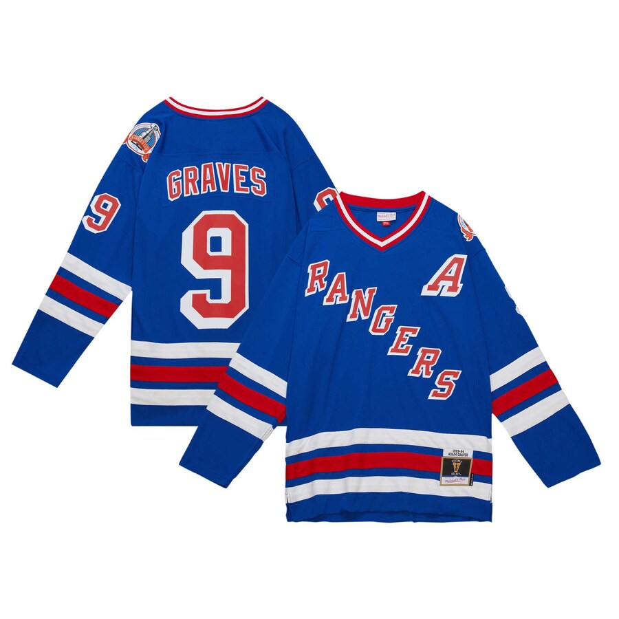 Men's New York Rangers Adam Graves Mitchell & Ness Royal 1993 Blue Line Player Jersey - ujerseystore