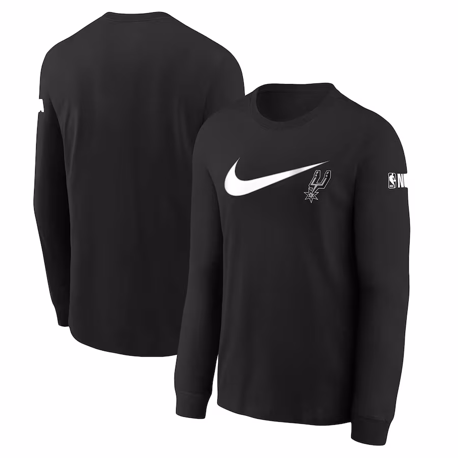 Youth San Antonio Spurs Nike Black Swoosh Long Sleeve T-Shirt - ujerseystore