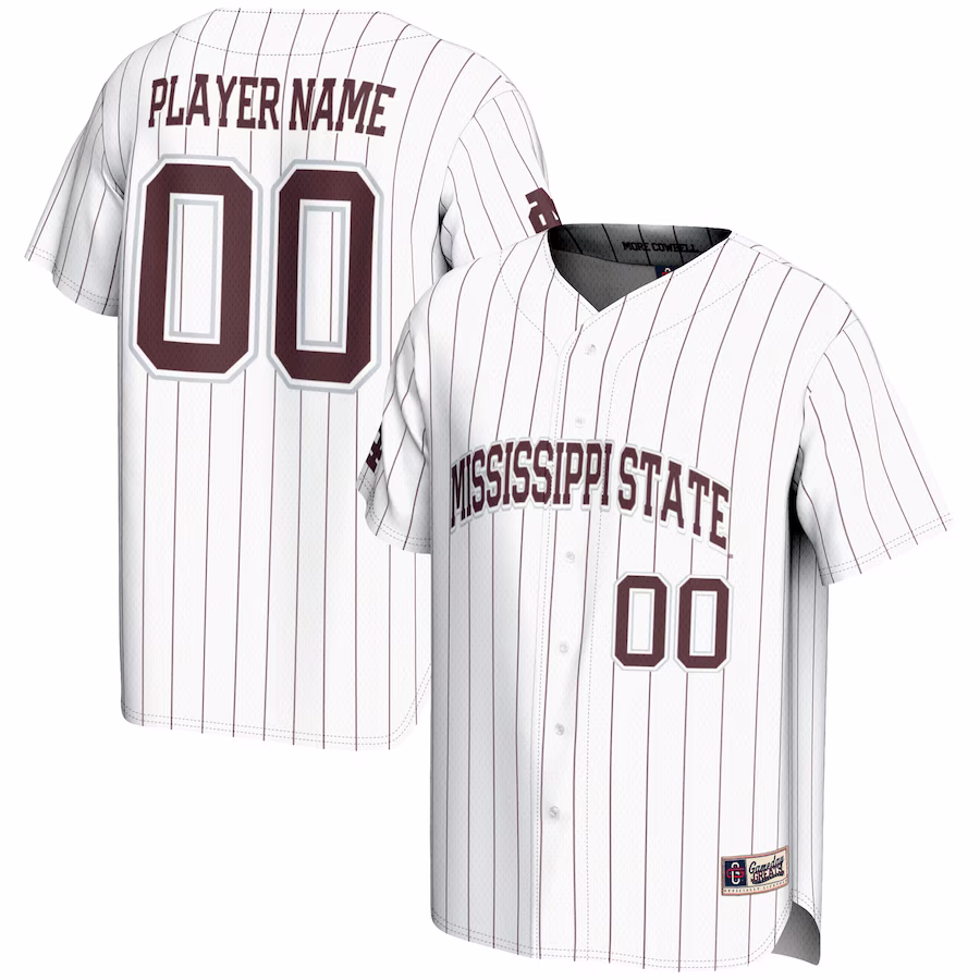 Mississippi State Bulldogs GameDay Greats NIL Pick-A-Player Lightweight Baseball Jersey - White - ujerseystore