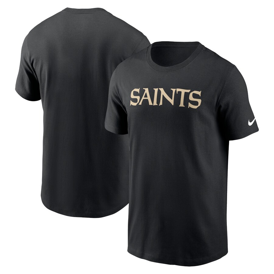 Men's New Orleans Saints Nike Black Primetime Wordmark Essential T-Shirt - ujerseystore