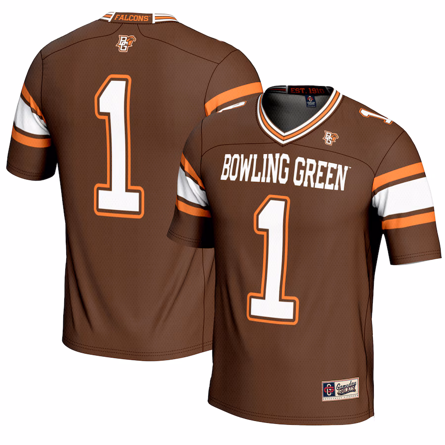 Youth GameDay Greats #1 Brown Bowling Green St. Falcons Endzone Football Jersey - ujerseystore