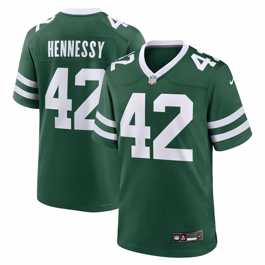 Men's New York Jets Thomas Hennessy Nike Legacy Green Team Game Jersey - ujerseystore