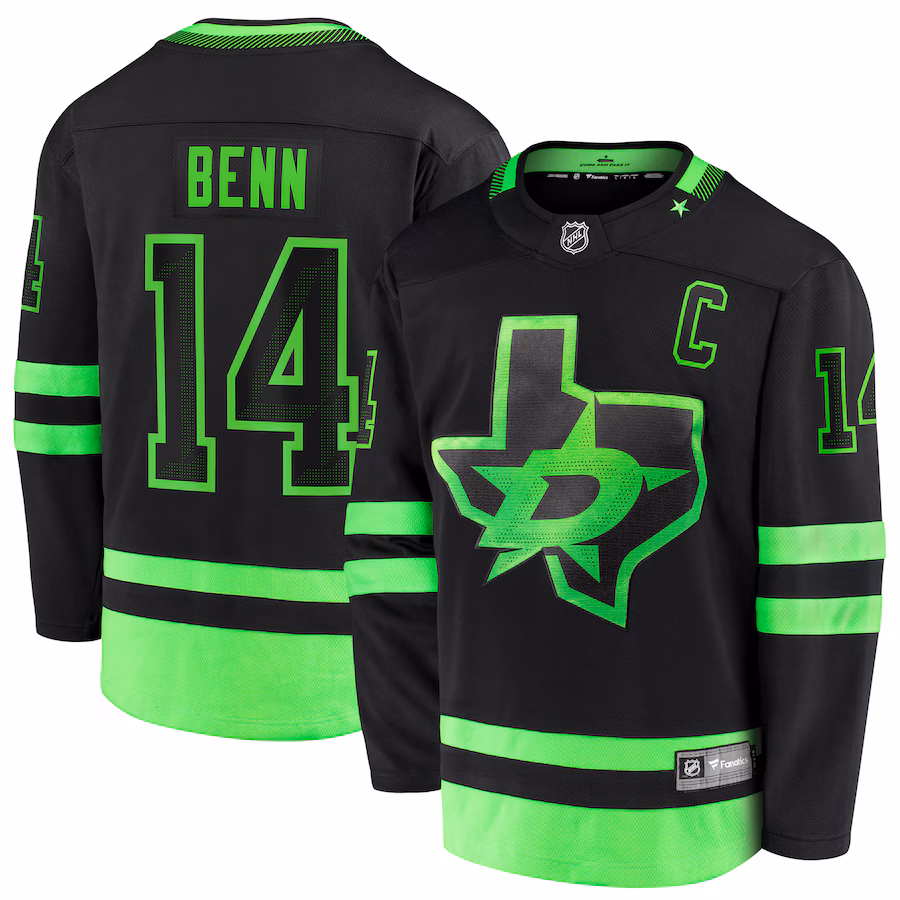 Men's Dallas Stars Jamie Benn Fanatics Black Alternate Premier Breakaway Player Jersey - ujerseystore